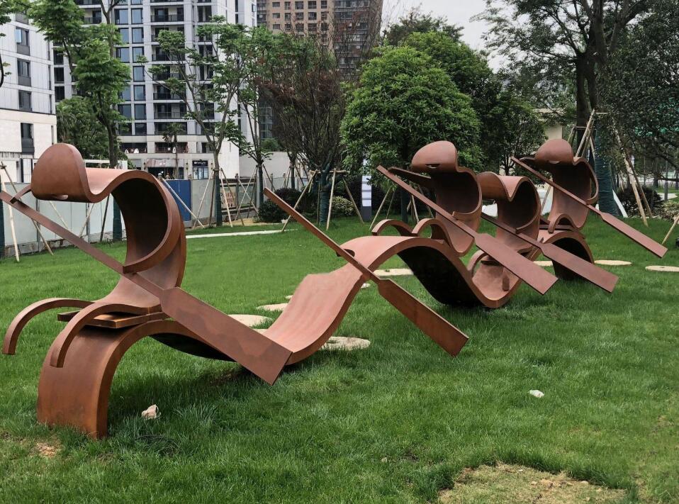 曲水锈钢板造型