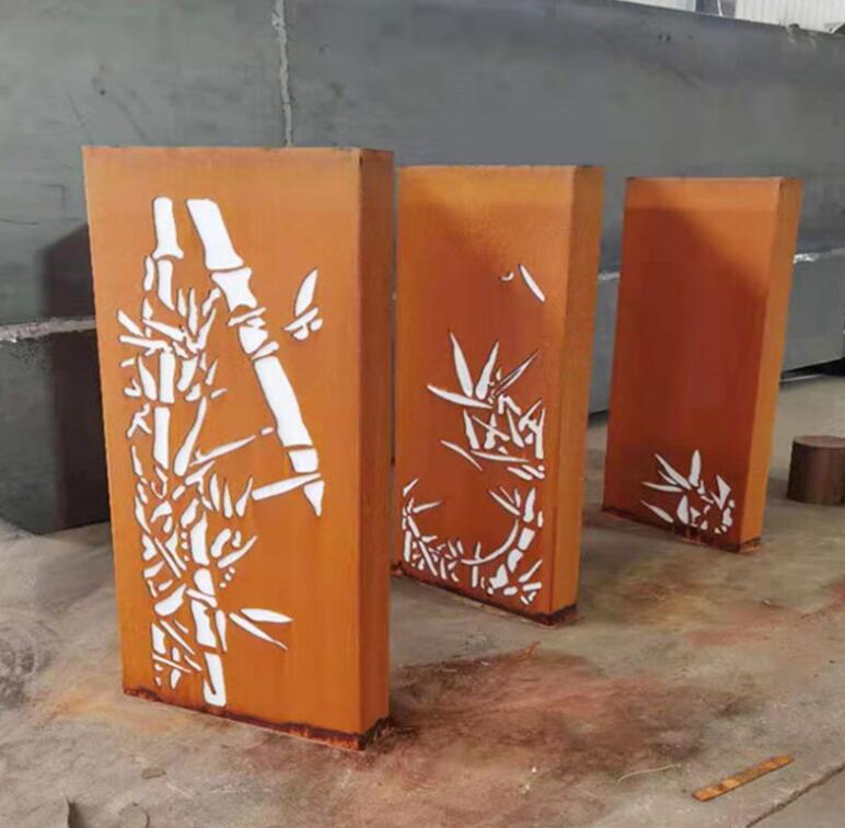 曲水锈钢板灯箱