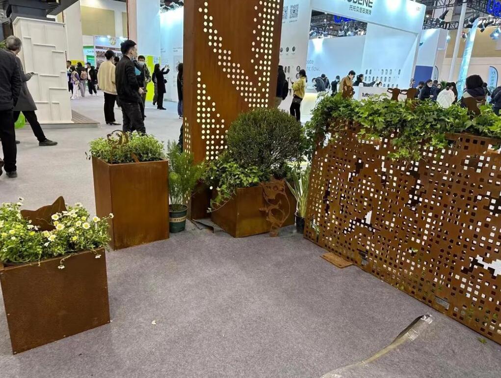 曲水耐候钢花箱